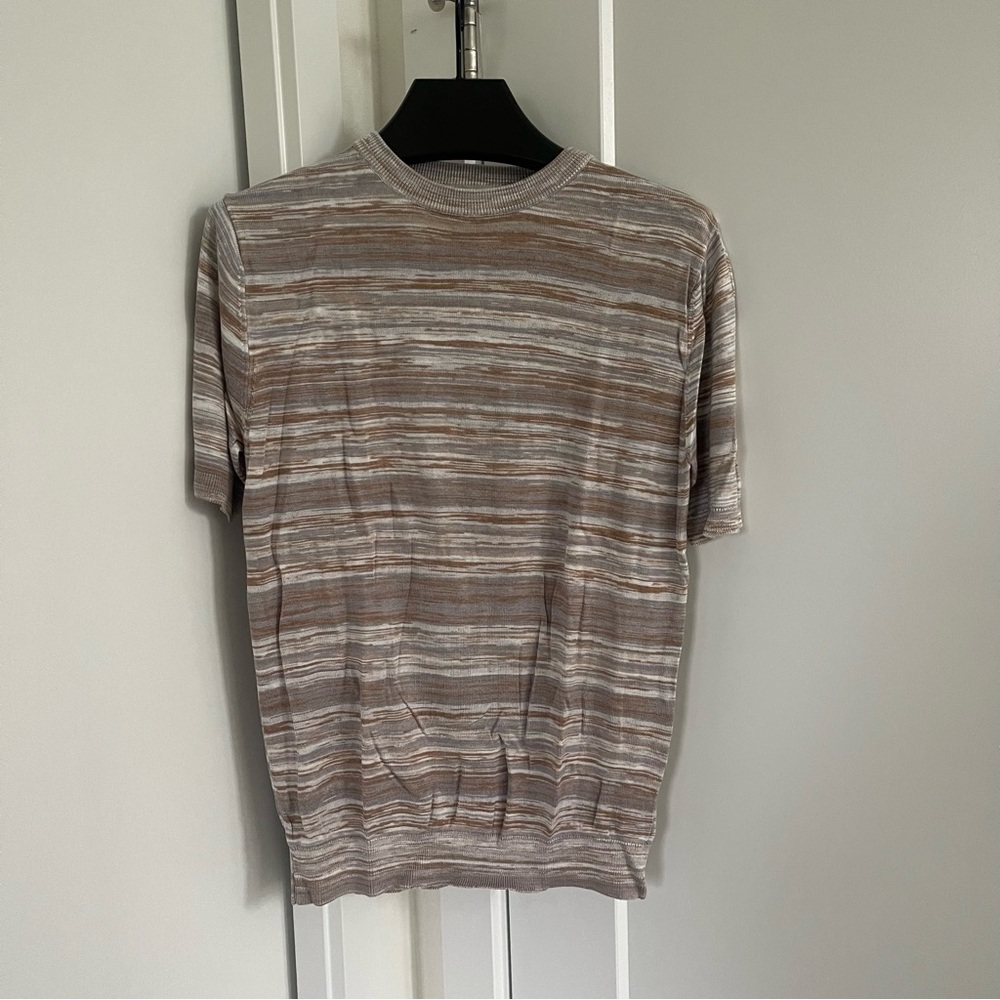ASOS RIVER ISLAND - Mens Tan Abstract Knit T-shirt
